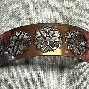 Vintage Floral Cutout Copper Bracelet